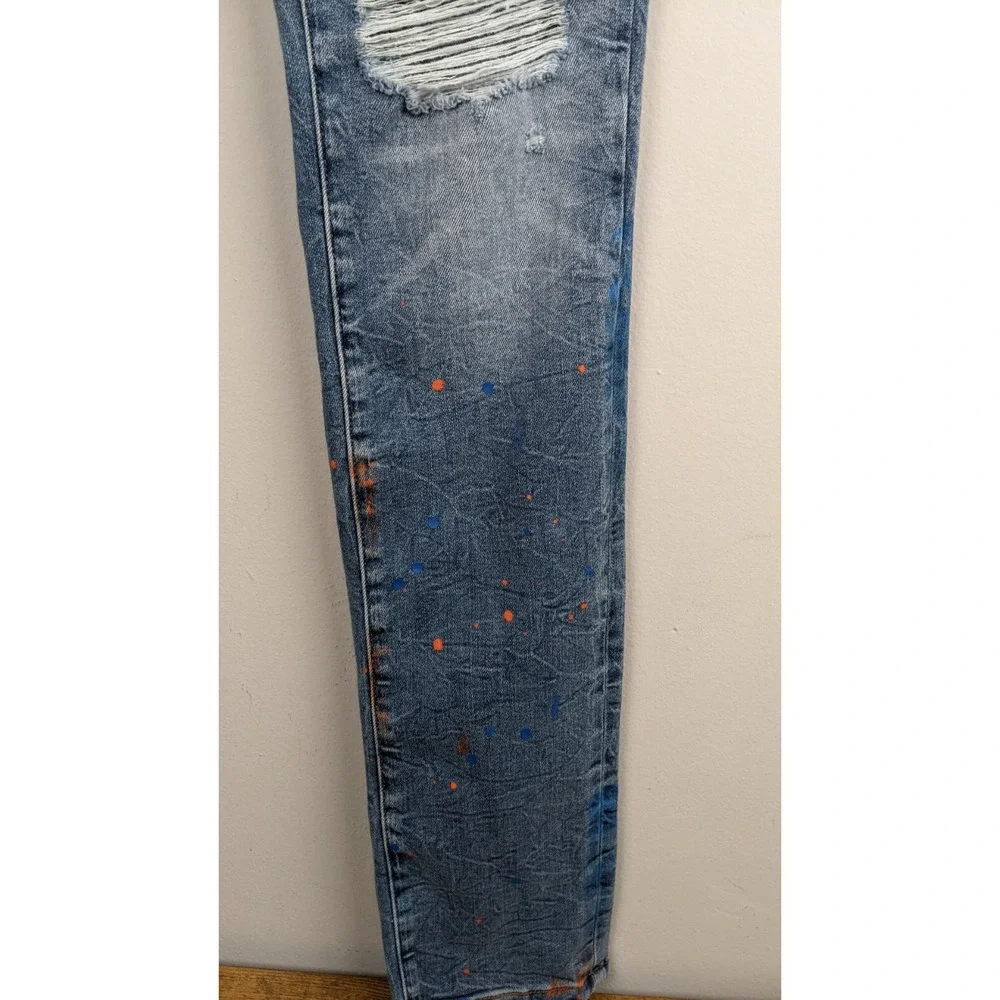 Monfrère Greyson Skinny Jeans • Size 32 • Blue Paint‎ Splatter • NWT